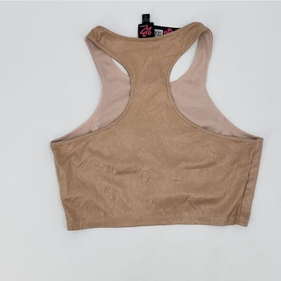 2B BEBE NWT women's XS tan suede cropped tank top - Picture 2 of 5